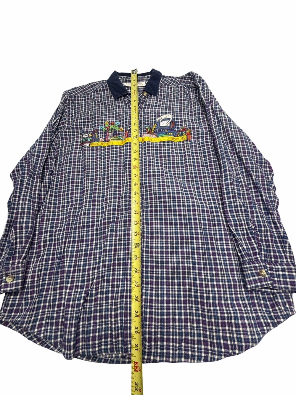 Vintage Victoria Jones Woman 20W Plaid Button Front Shirt Teacher Books Cat - Picture 9 of 13